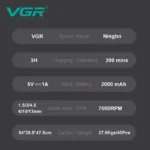 ماشین اصلاح موی سر و صورت شارژی وی جی ار مدل V-197 - Image 3